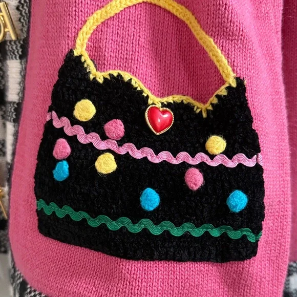 Berek2 Pink Cardigan with Checkered Trim - Picture 11 of 13